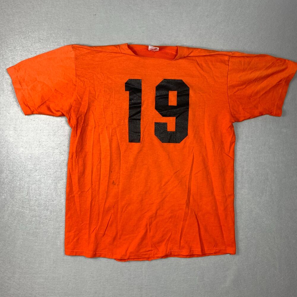 Vintage Auburn Montgomery Baseball Shirt Large Orange Tee Made in USA AUM - Picture 2 of 12